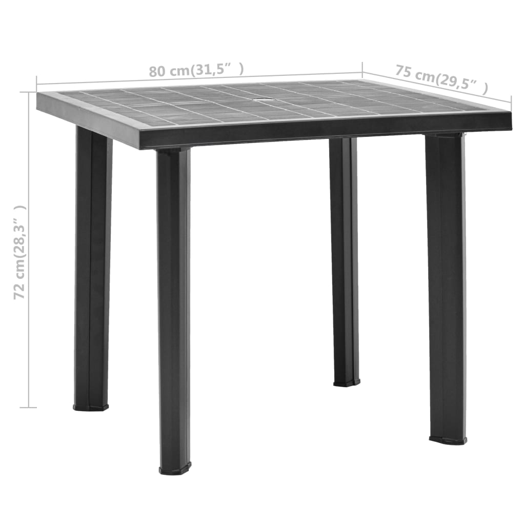 Tavolo da Giardino Antracite 80x75x72 cm in Plastica