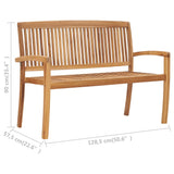 Panchina Giardino Impilabile 2Posti 128,5cm Legno Massello Teak