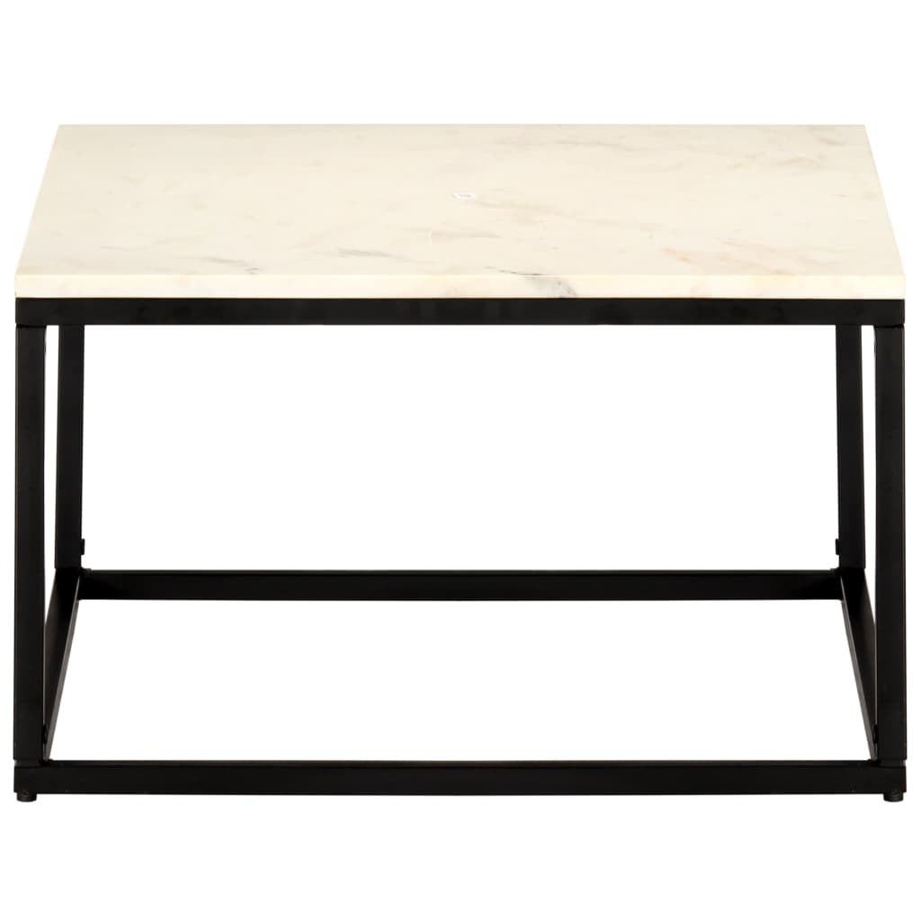 Tavolino da Salotto Bianco 60x60x35cm Pietra Vera Testura Marmo