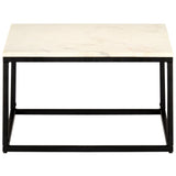 Tavolino da Salotto Bianco 60x60x35cm Pietra Vera Testura Marmo