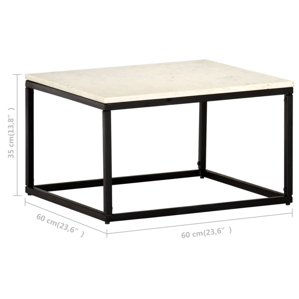 Tavolino da Salotto Bianco 60x60x35cm Pietra Vera Testura Marmo