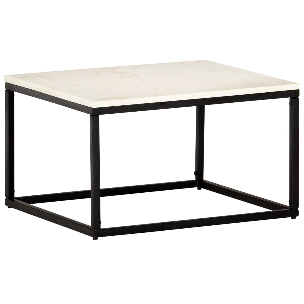 Tavolino da Salotto Bianco 60x60x35cm Pietra Vera Testura Marmo