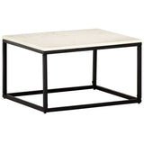 Tavolino da Salotto Bianco 60x60x35cm Pietra Vera Testura Marmo