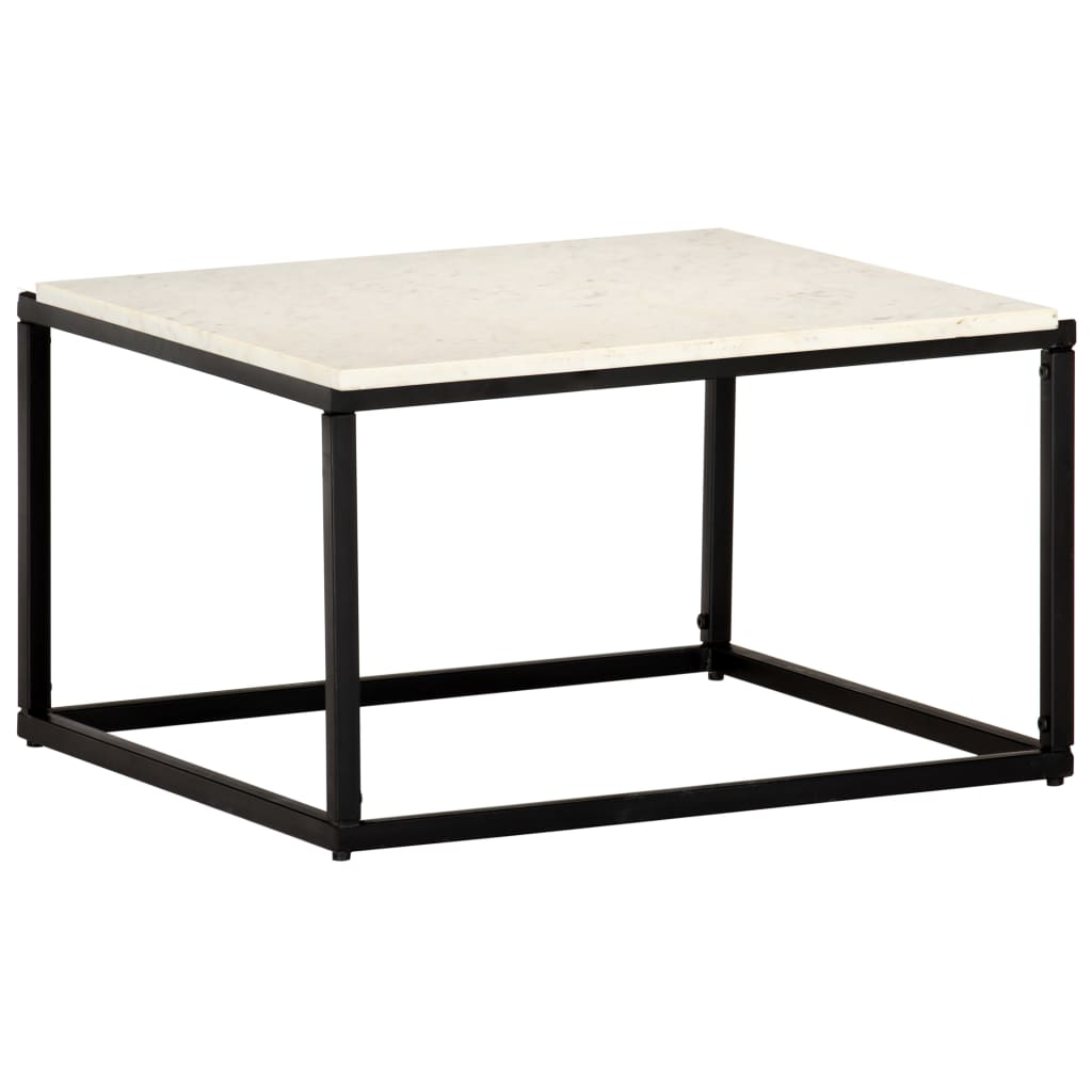Tavolino da Salotto Bianco 60x60x35cm Pietra Vera Testura Marmo