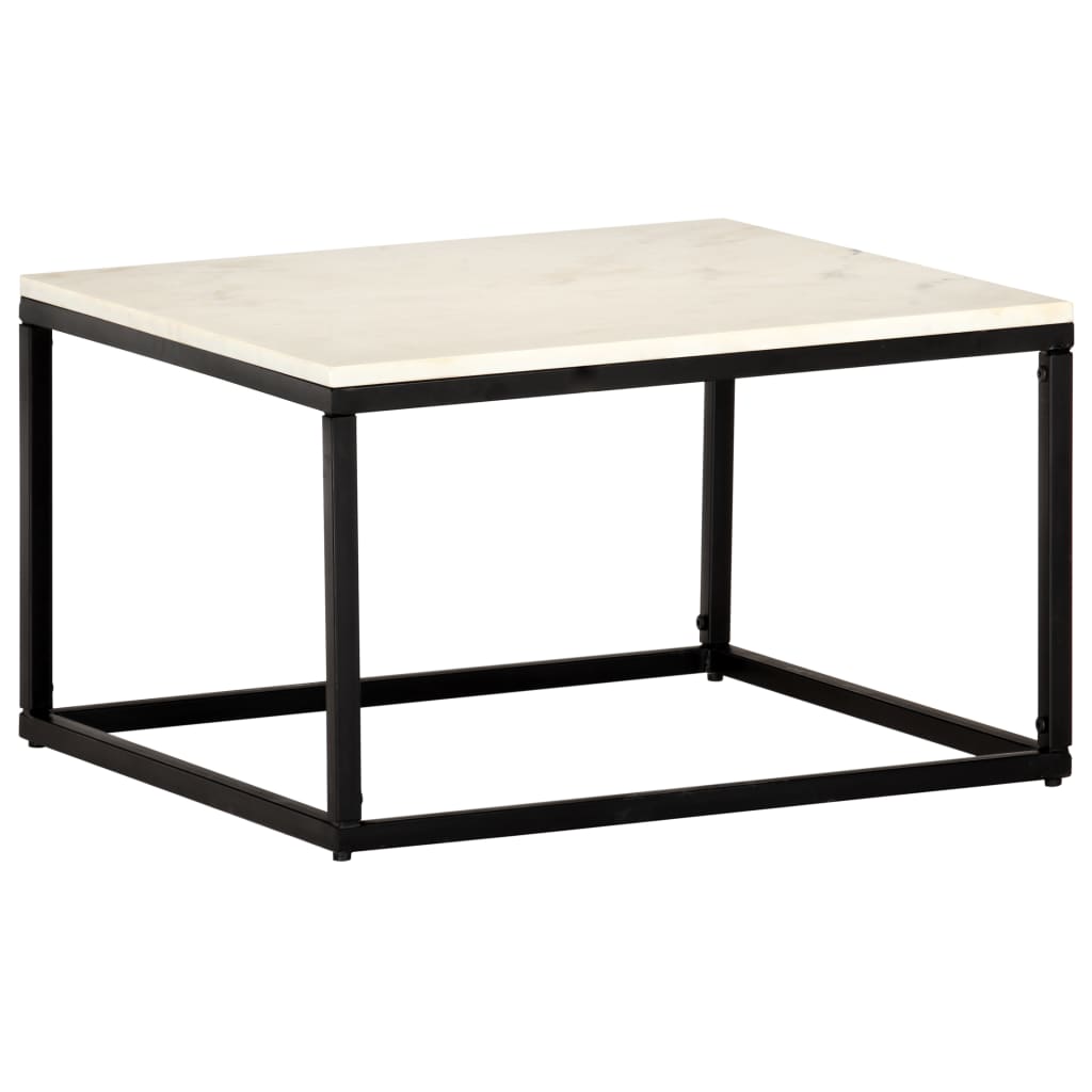 Tavolino da Salotto Bianco 60x60x35cm Pietra Vera Testura Marmo