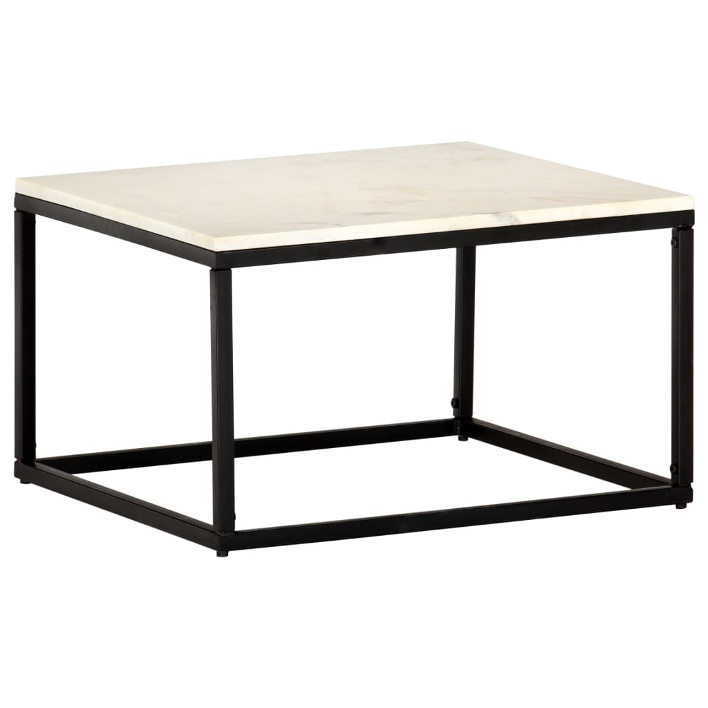 Tavolino da Salotto Bianco 60x60x35cm Pietra Vera Testura Marmo