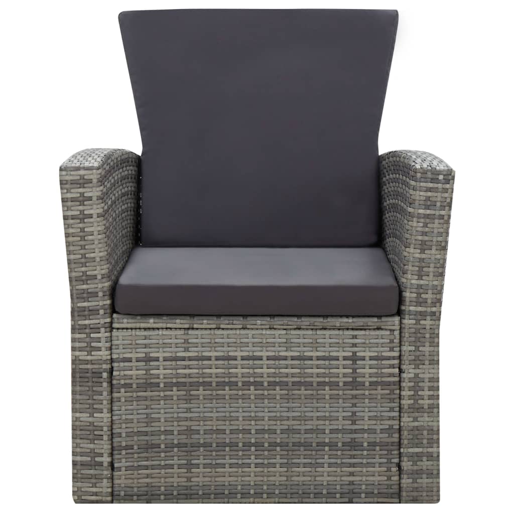 Set Divani da Giardino 4 pz con Cuscini in Polyrattan Grigio