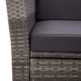 Set Divani da Giardino 4 pz con Cuscini in Polyrattan Grigio