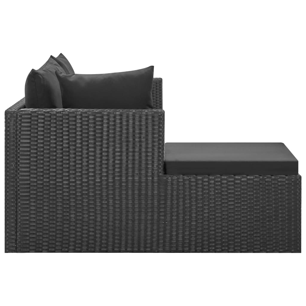 Set Divani da Giardino 4 pz Nero con Cuscini in Polyrattan