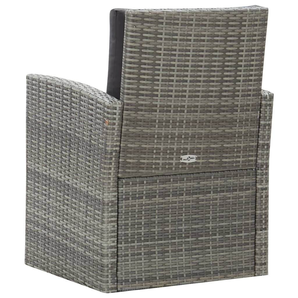 Set da Pranzo da Giardino 5 pz con Cuscini in Polyrattan Grigio