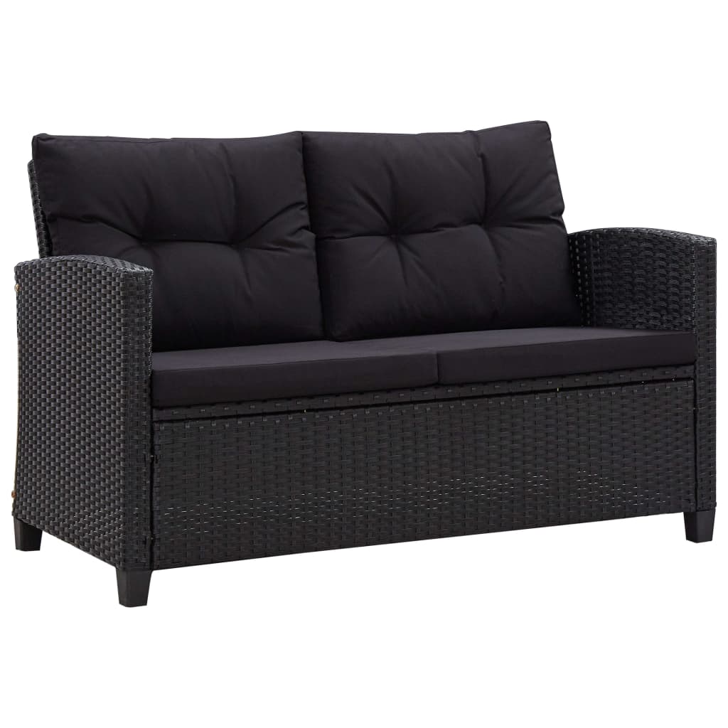 Set Divani da Giardino 6 pz con Cuscini in Polyrattan Nero