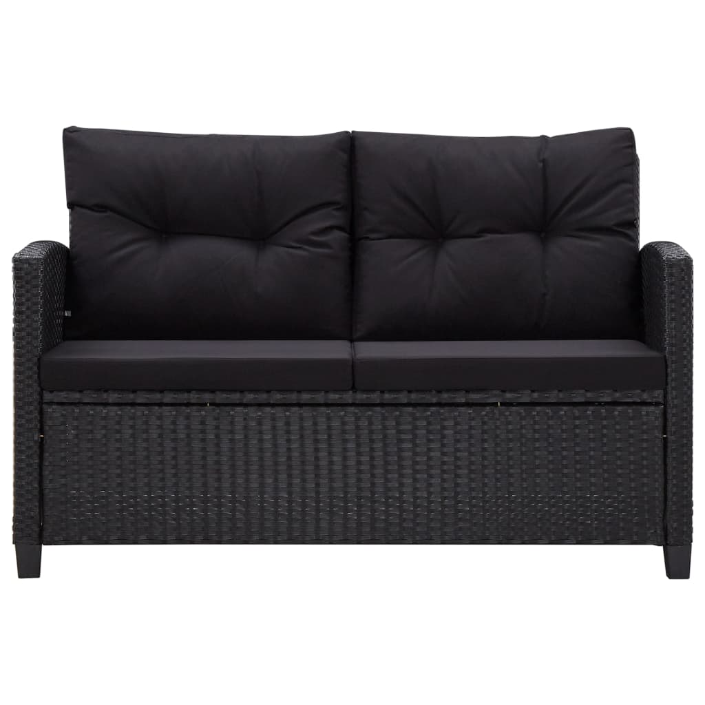 Set Divani da Giardino 6 pz con Cuscini in Polyrattan Nero