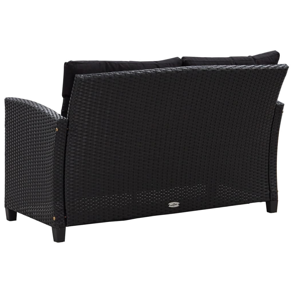 Set Divani da Giardino 6 pz con Cuscini in Polyrattan Nero