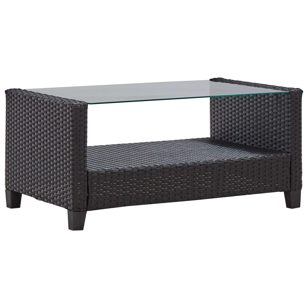 Set Divani da Giardino 6 pz con Cuscini in Polyrattan Nero