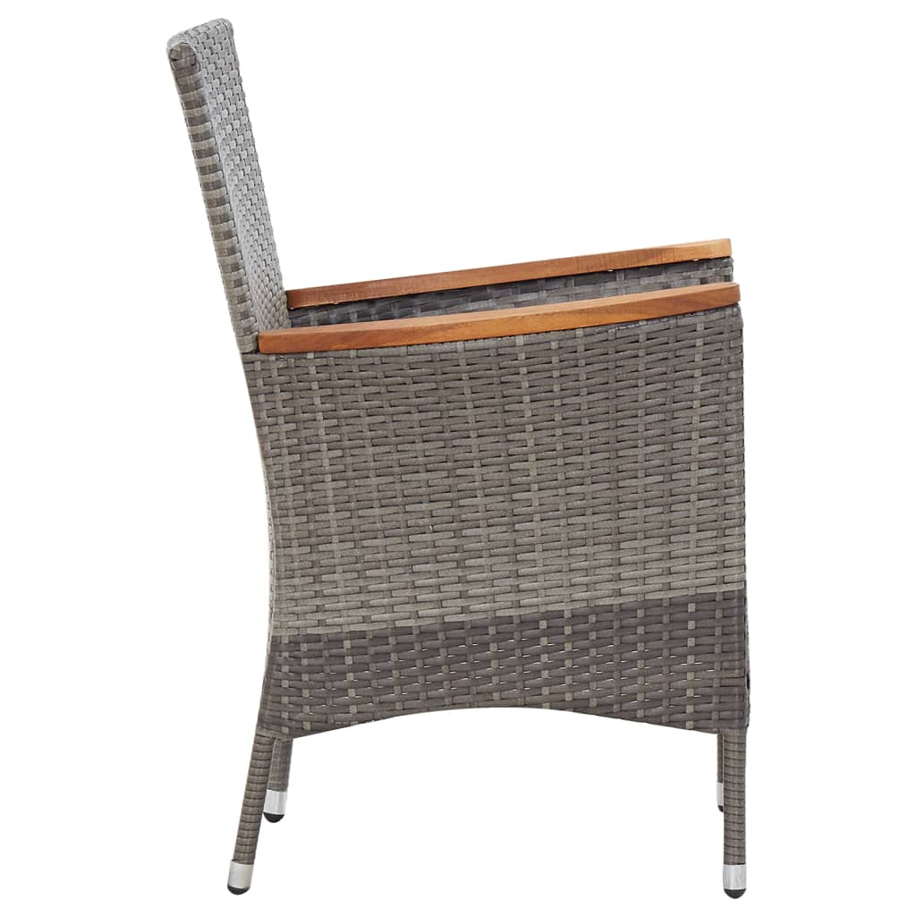 Set da Pranzo da Giardino 5 pz con Cuscini in Polyrattan Grigio