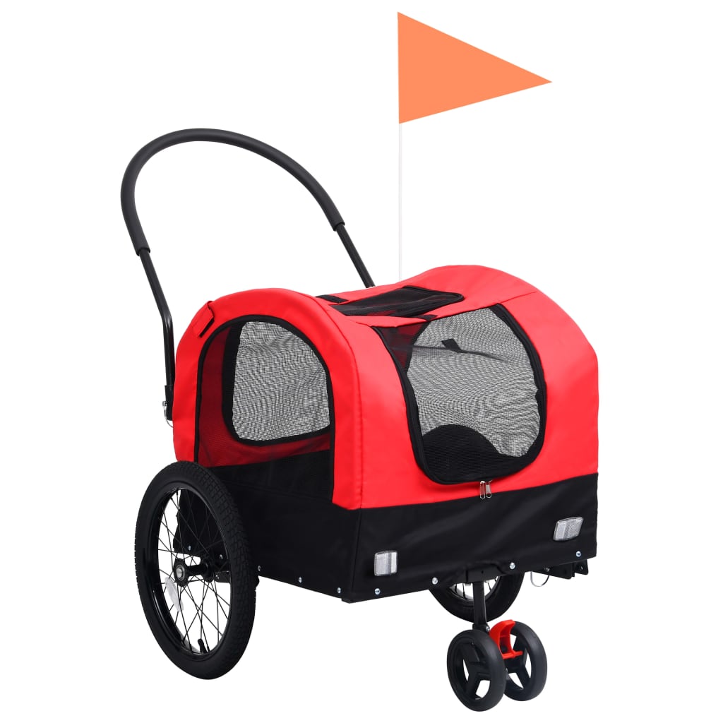 Pet Trailer and Stroller 2in1 Red and Black