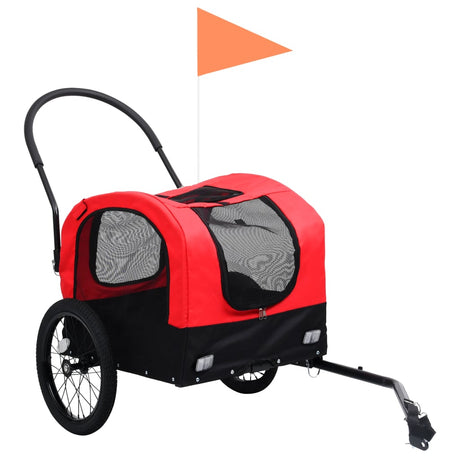 Haustieranhänger und Kinderwagen 2in1 Rot und Schwarz