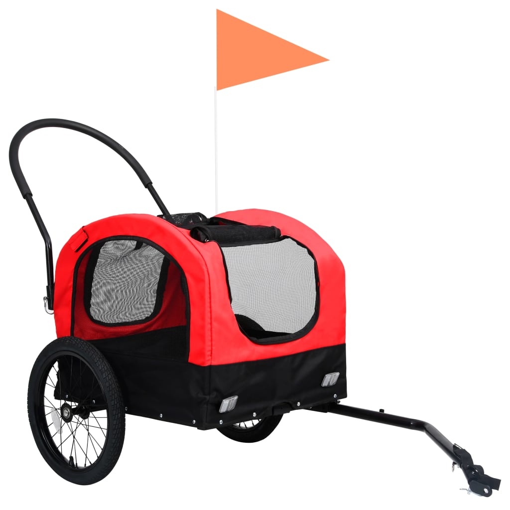 Pet Trailer and Stroller 2in1 Red and Black