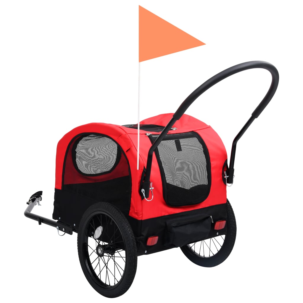 Pet Trailer and Stroller 2in1 Red and Black