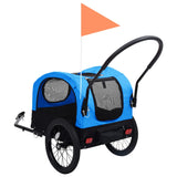 Fahrradanhänger für Tiere, Joggingwagen 2in1, Blau und Schwarz