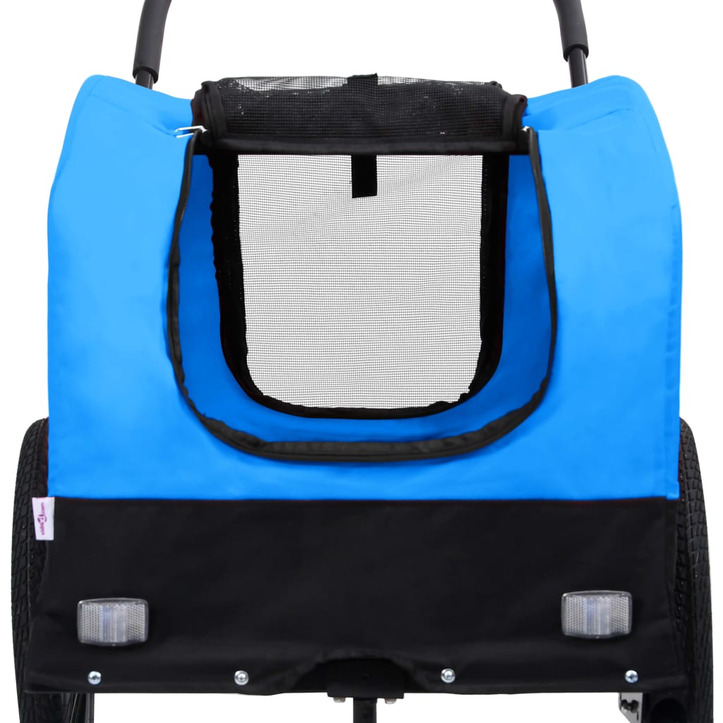 Fahrradanhänger für Tiere, Joggingwagen 2in1, Blau und Schwarz