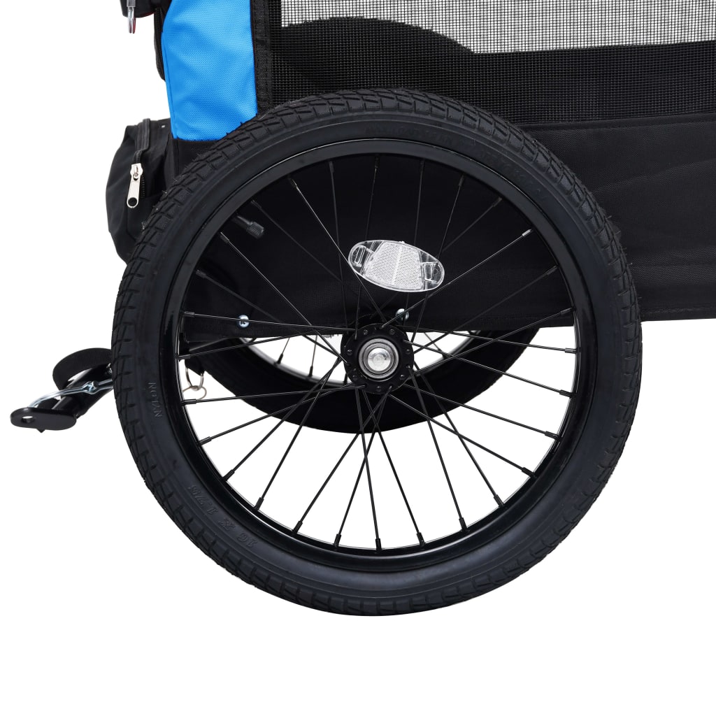 Fahrradanhänger für Tiere, Joggingwagen 2in1, Blau und Schwarz