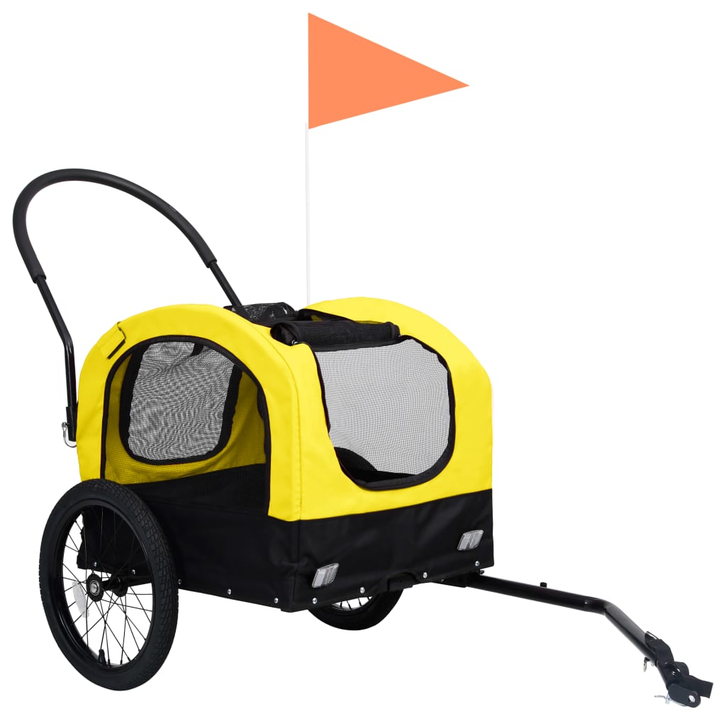 Bicycle Trailer for Animals Jogging Cart 2in1 Yellow and Black