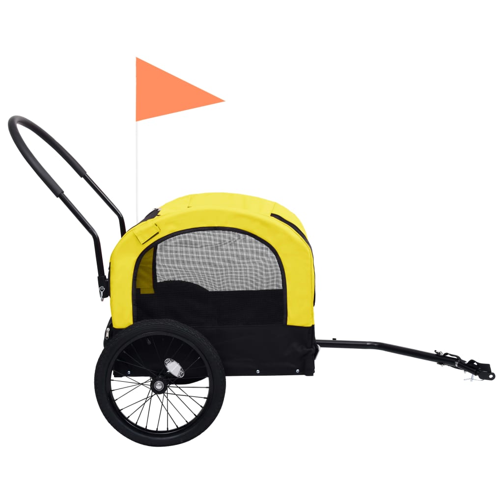 Bicycle Trailer for Animals Jogging Cart 2in1 Yellow and Black