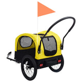 Bicycle Trailer for Animals Jogging Cart 2in1 Yellow and Black