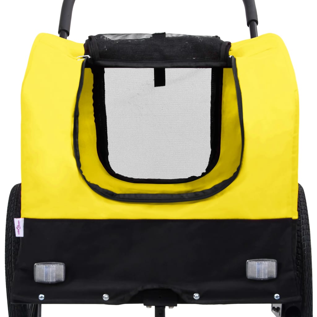 Bicycle Trailer for Animals Jogging Cart 2in1 Yellow and Black