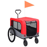 Rimorchio Bici Animali e Carrello Jogging 2 in 1 Rosso e Grigio