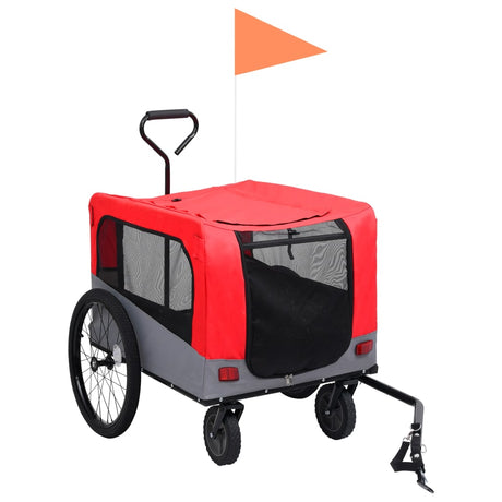 Animal Bike Trailer and Jogging Cart 2 in 1 Red and Grey