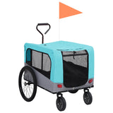 Fahrradanhänger für Tiere, Joggingwagen 2in1, Blau und Grau