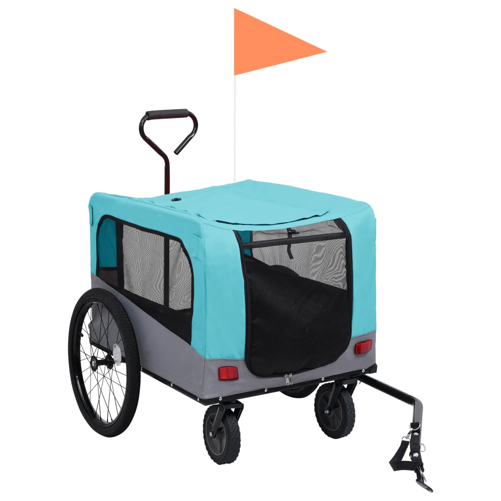 Bike Trailer for Animals Jogging Cart 2in1 Blue and Grey