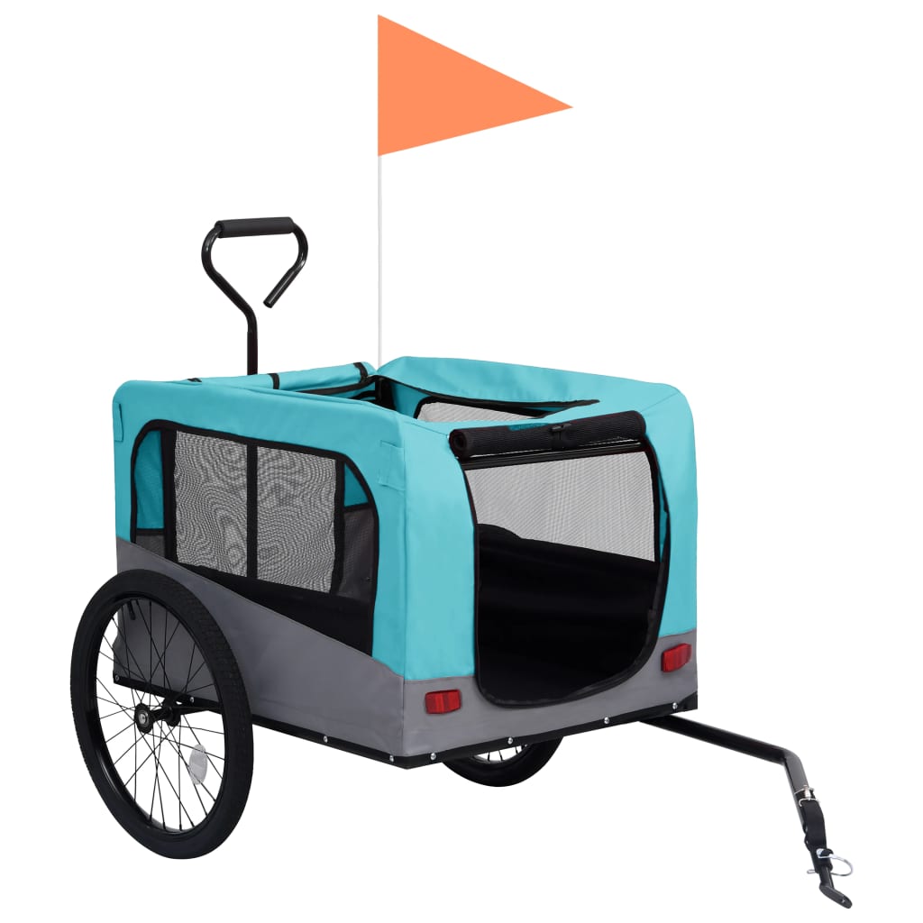 Bike Trailer for Animals Jogging Cart 2in1 Blue and Grey