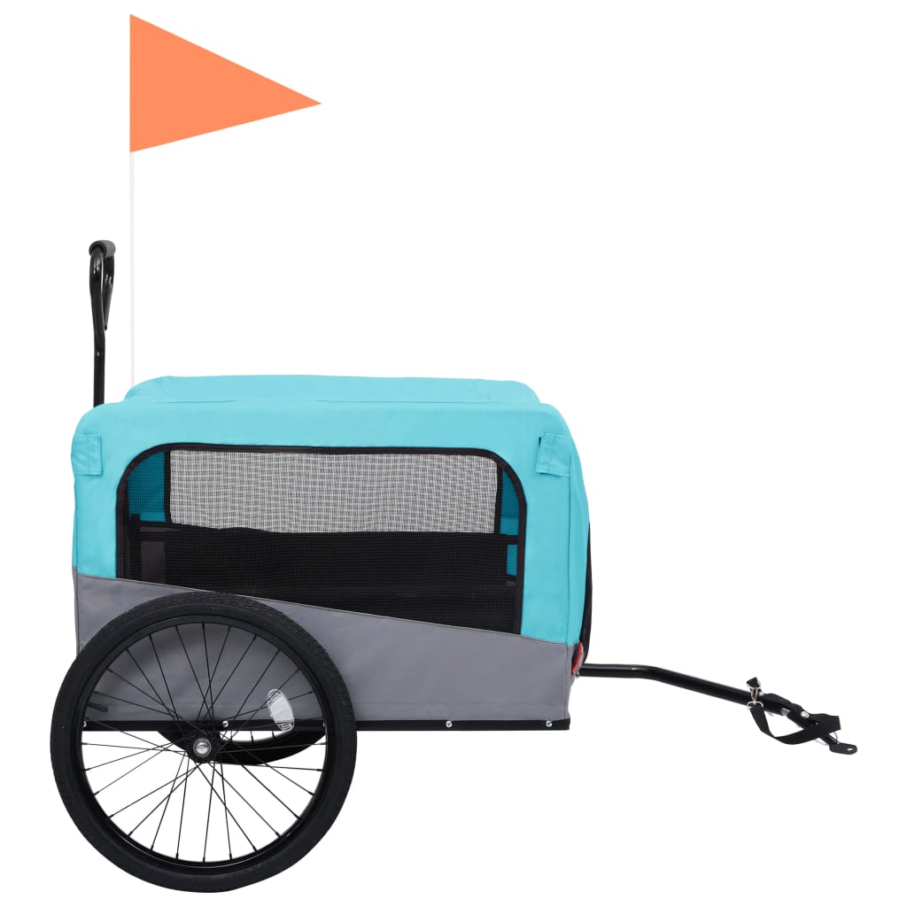 Bike Trailer for Animals Jogging Cart 2in1 Blue and Grey