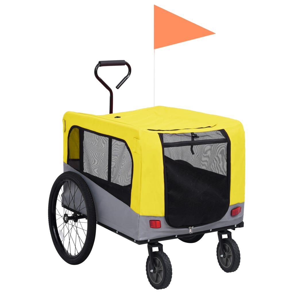 Animal Bike Trailer Jogging Cart 2in1 Yellow and Grey