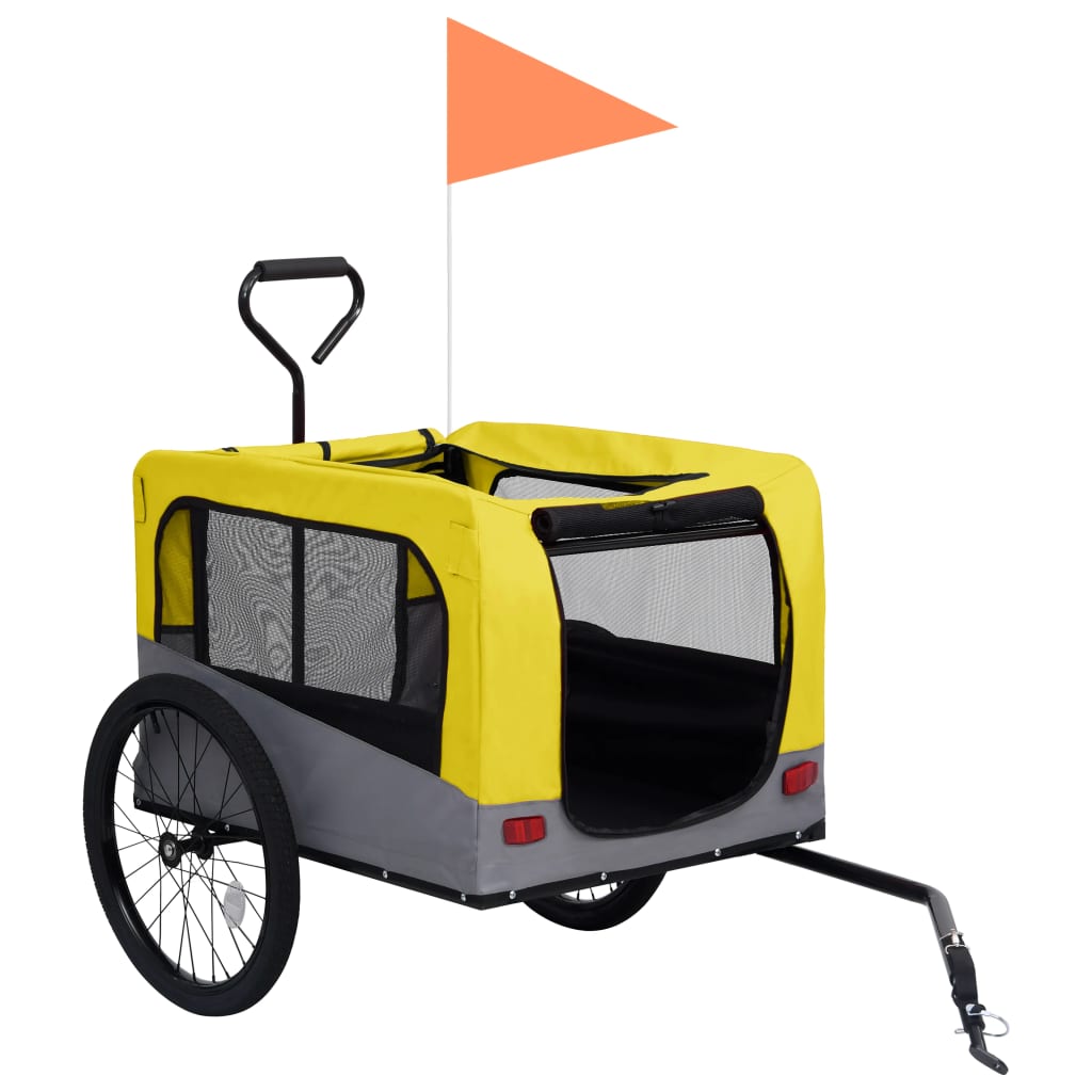 Animal Bike Trailer Jogging Cart 2in1 Yellow and Grey