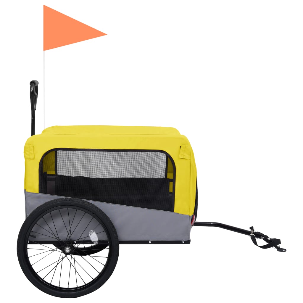 Animal Bike Trailer Jogging Cart 2in1 Yellow and Grey