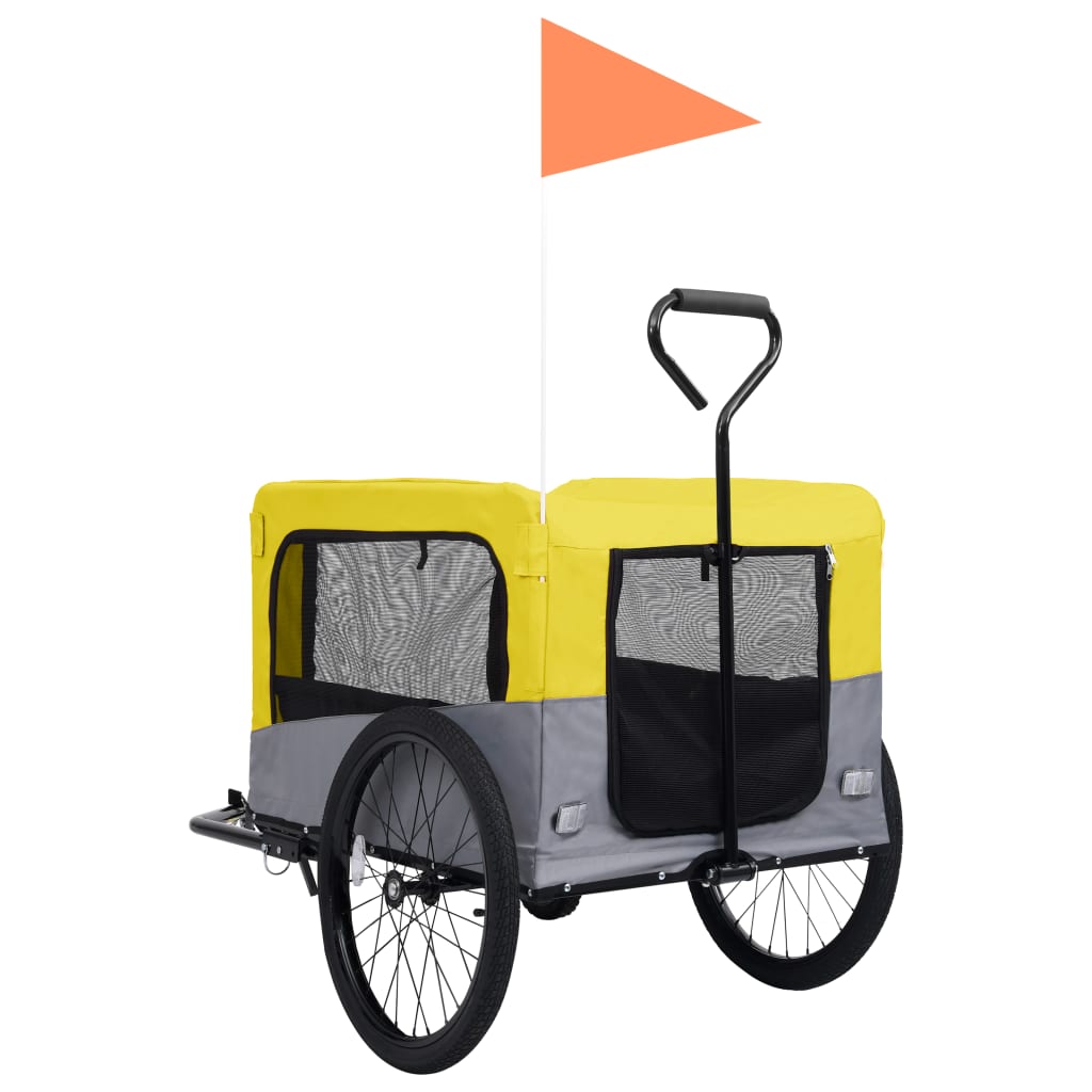 Animal Bike Trailer Jogging Cart 2in1 Yellow and Grey