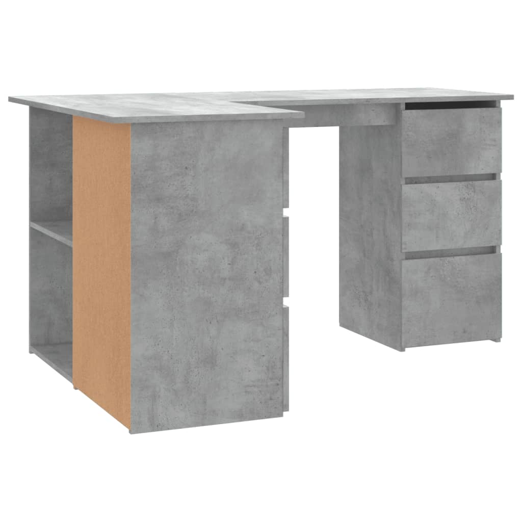 Scrivania Angolo Grigio Cemento 145x100x76 cm Legno Multistrato