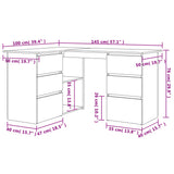 Scrivania Angolo Grigio Cemento 145x100x76 cm Legno Multistrato