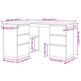 Scrivania Angolo Bianco Lucido 145x100x76 cm Legno Multistrato