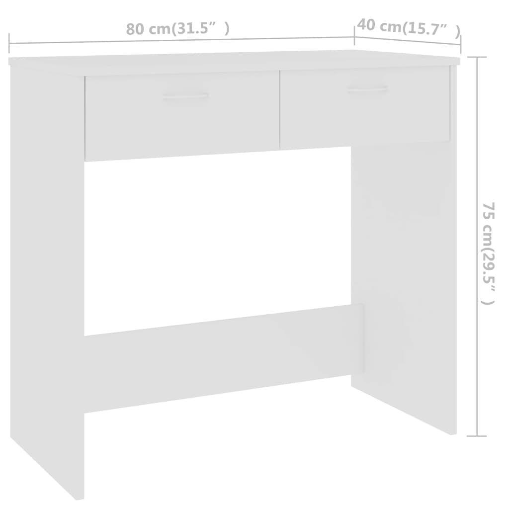 Scrivania Bianca 80x40x75 cm in Legno Multistrato