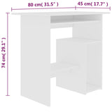 Scrivania Bianca 80x45x74 cm in Legno Multistrato