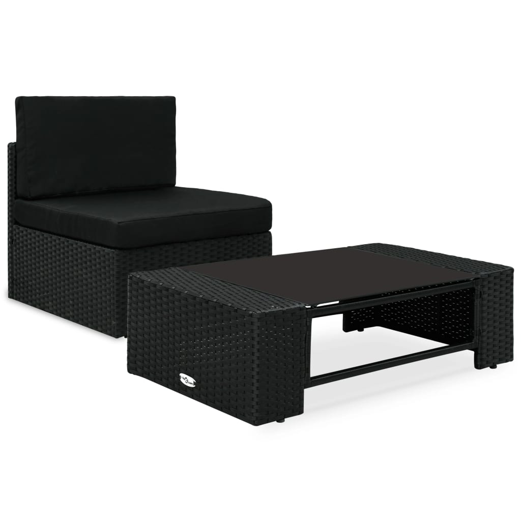 Set Divani da Giardino 2 pz in Polyrattan Nero