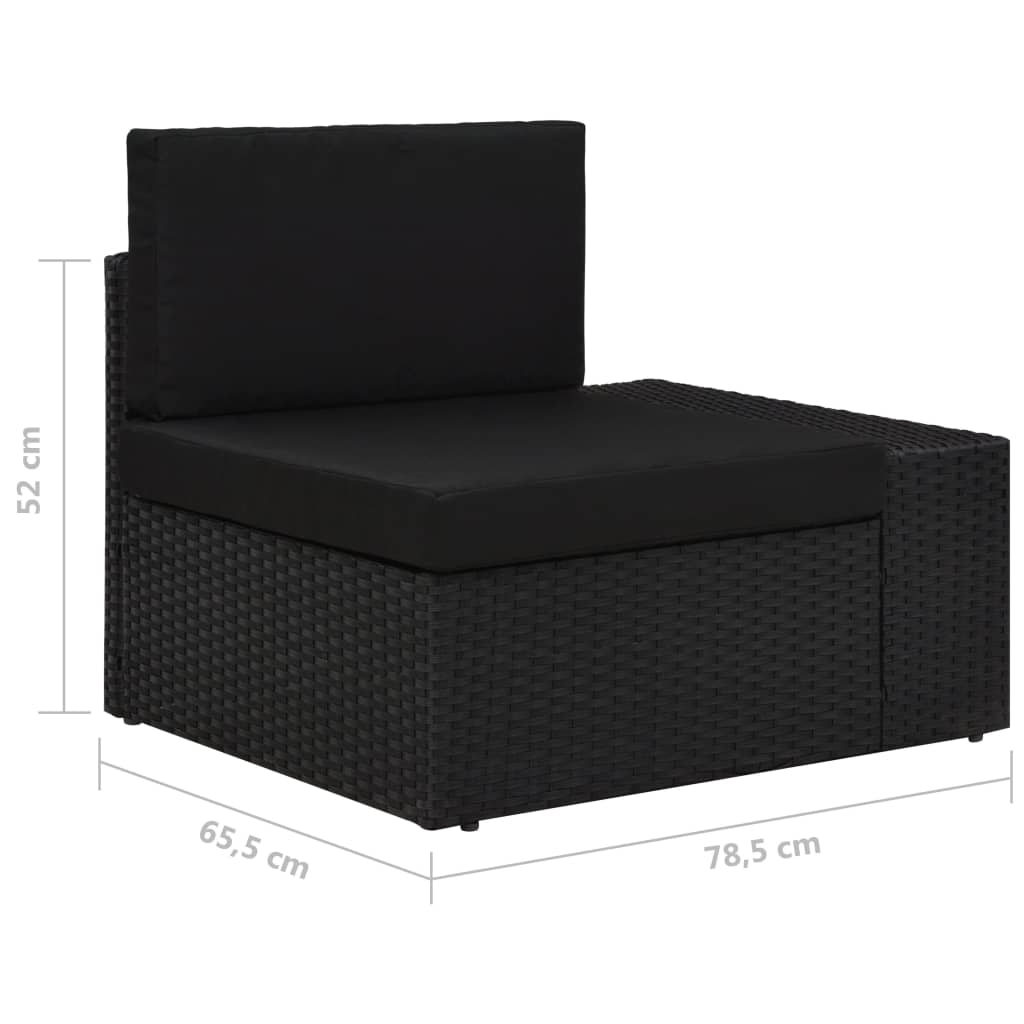 Divano Modulare a 2 Posti in Polyrattan Nero