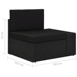 Divano Modulare a 2 Posti in Polyrattan Nero