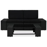 Set Divani da Giardino 3 pz in Polyrattan Nero