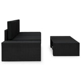 Set Divani da Giardino 3 pz in Polyrattan Nero